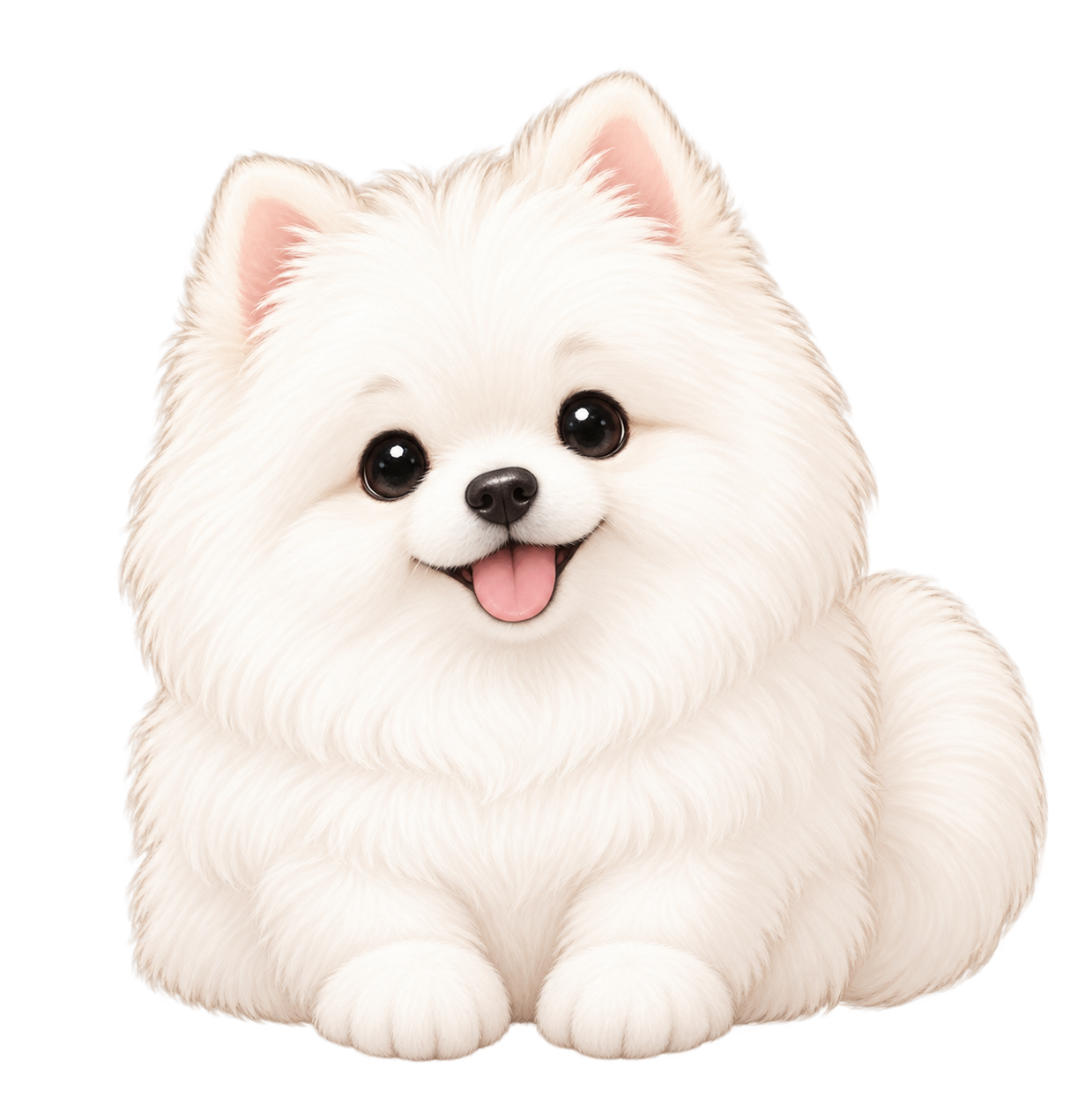 니니，一隻可愛的白色博美狗